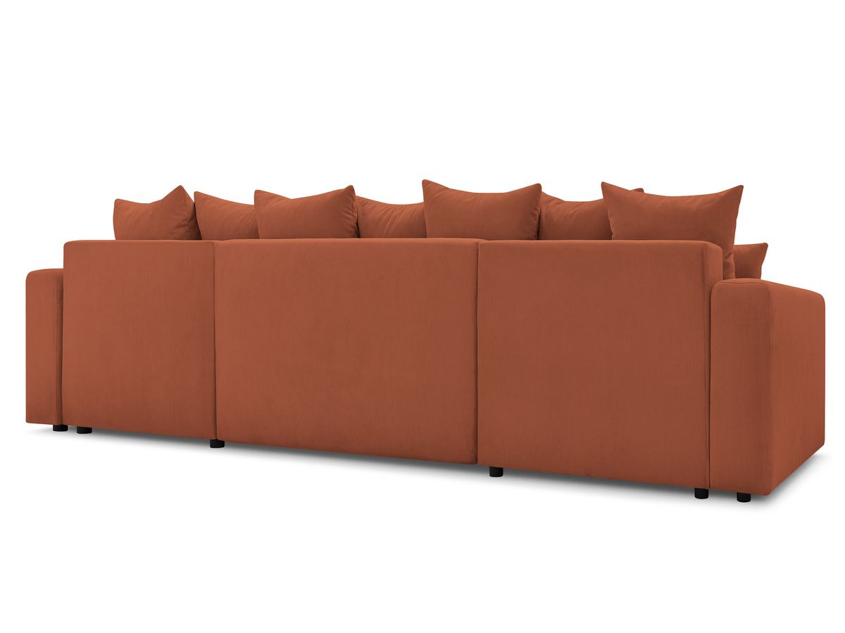 Canapé panoramique convertible coffre ENVY Velours côtelé avec pouf