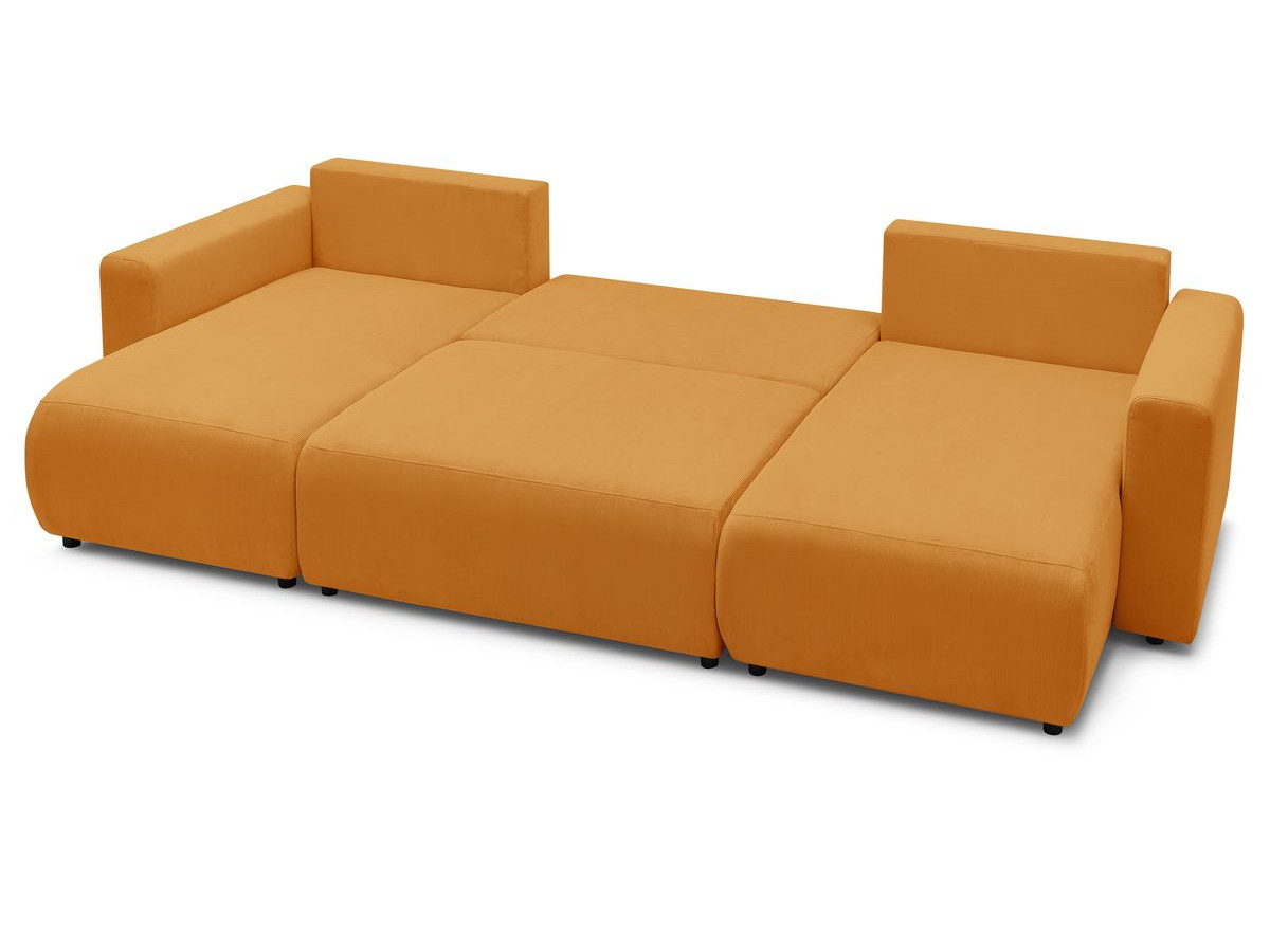 Canapé d'angle fixe EVEREST tissu chiné - Orange - Angle droit - 10 coussins