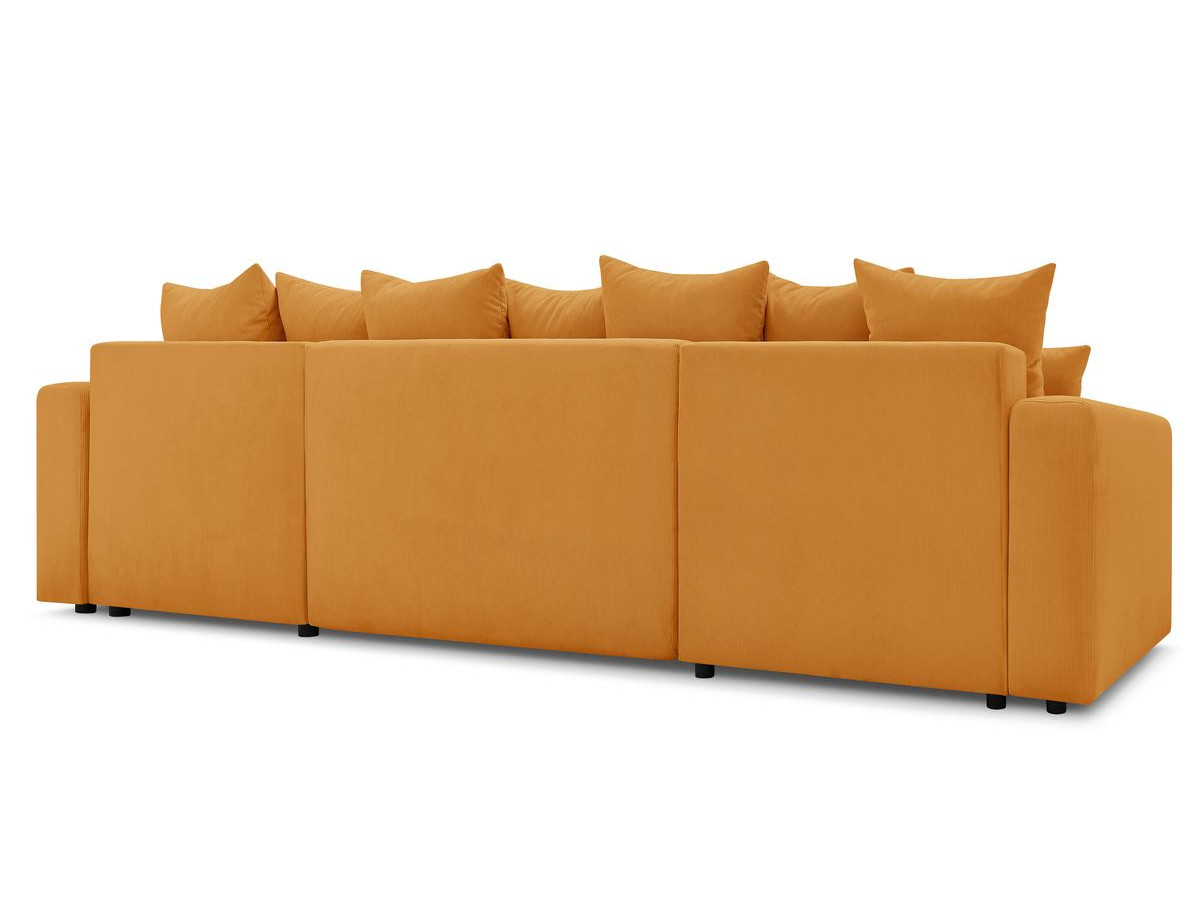 Canapé d'angle fixe EVEREST tissu chiné - Orange - Angle droit - 10 coussins