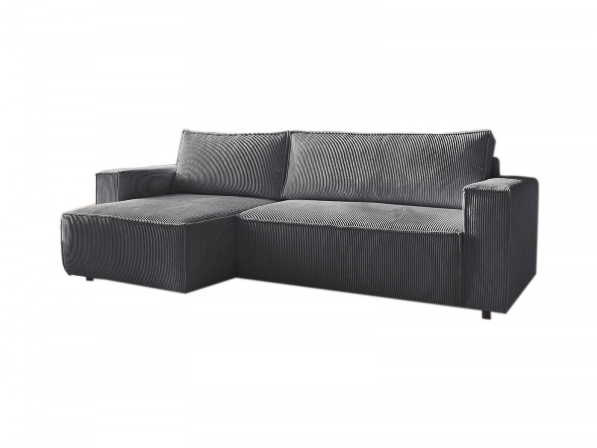 Canapé d'angle réversible convertible coffre NIHAD velours côtelé