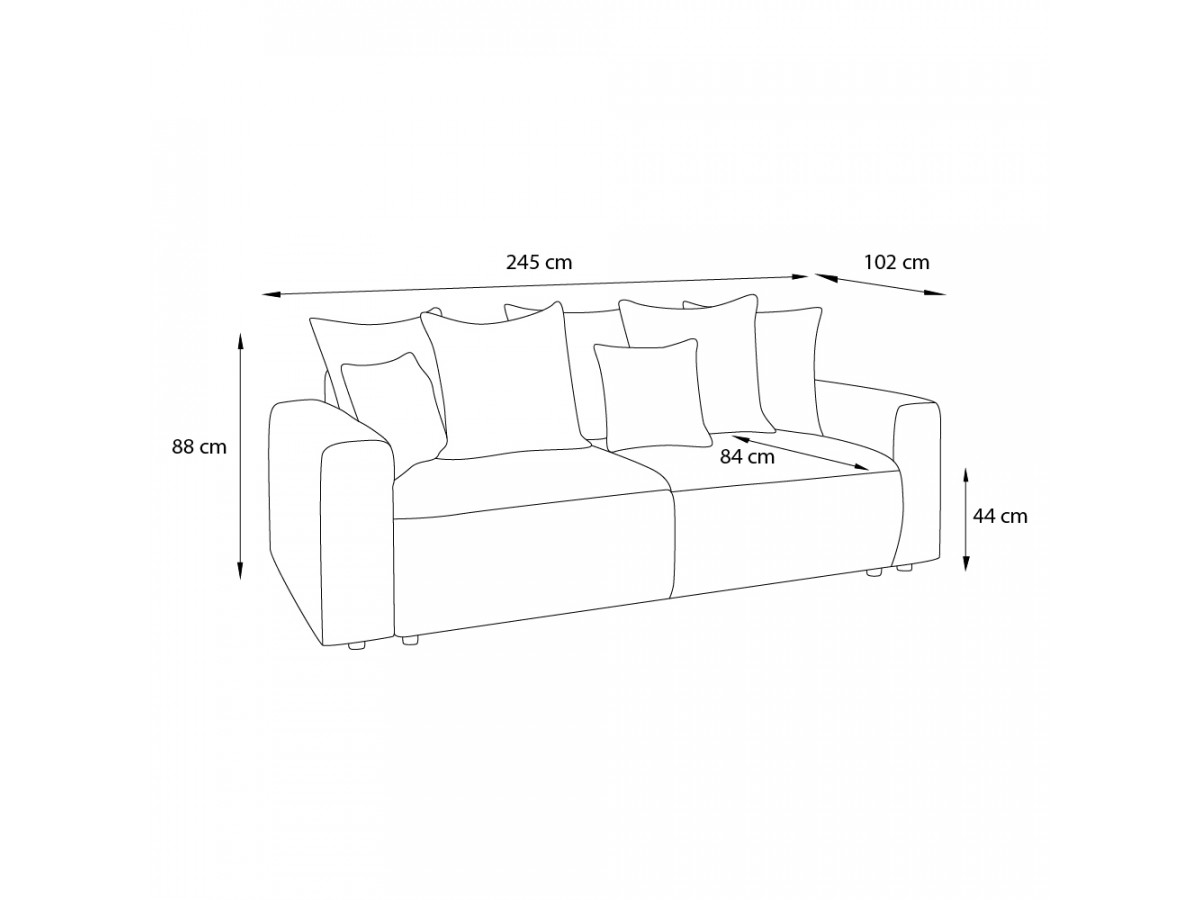 Canapé d'angle fixe EVEREST tissu chiné - Orange - Angle droit - 10 coussins