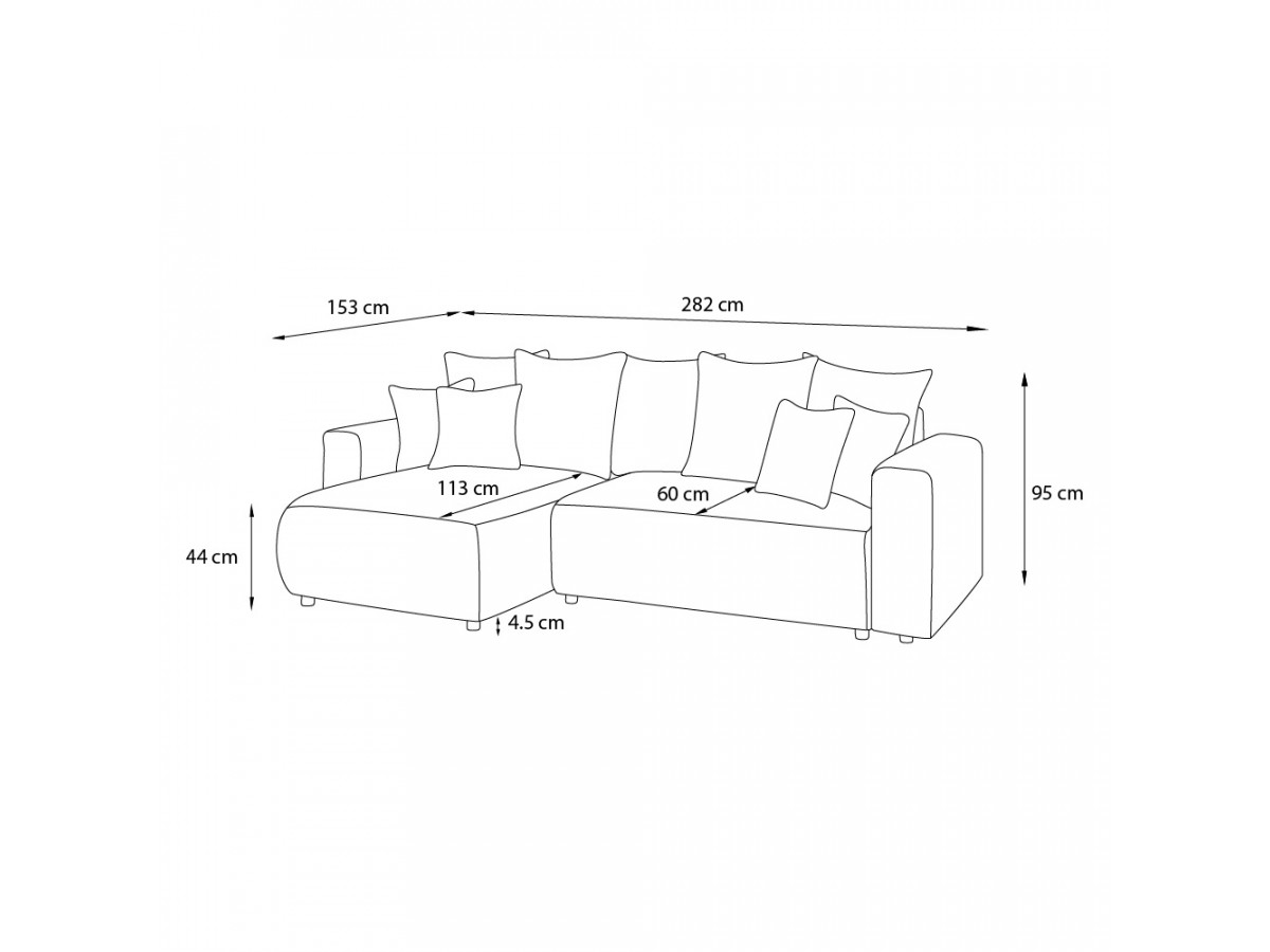 Canapé d'angle fixe EVEREST tissu chiné - Orange - Angle droit - 10 coussins
