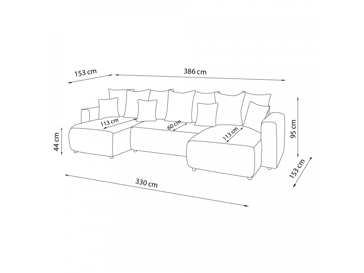 Canapé d'angle fixe EVEREST tissu chiné - Orange - Angle droit - 10 coussins