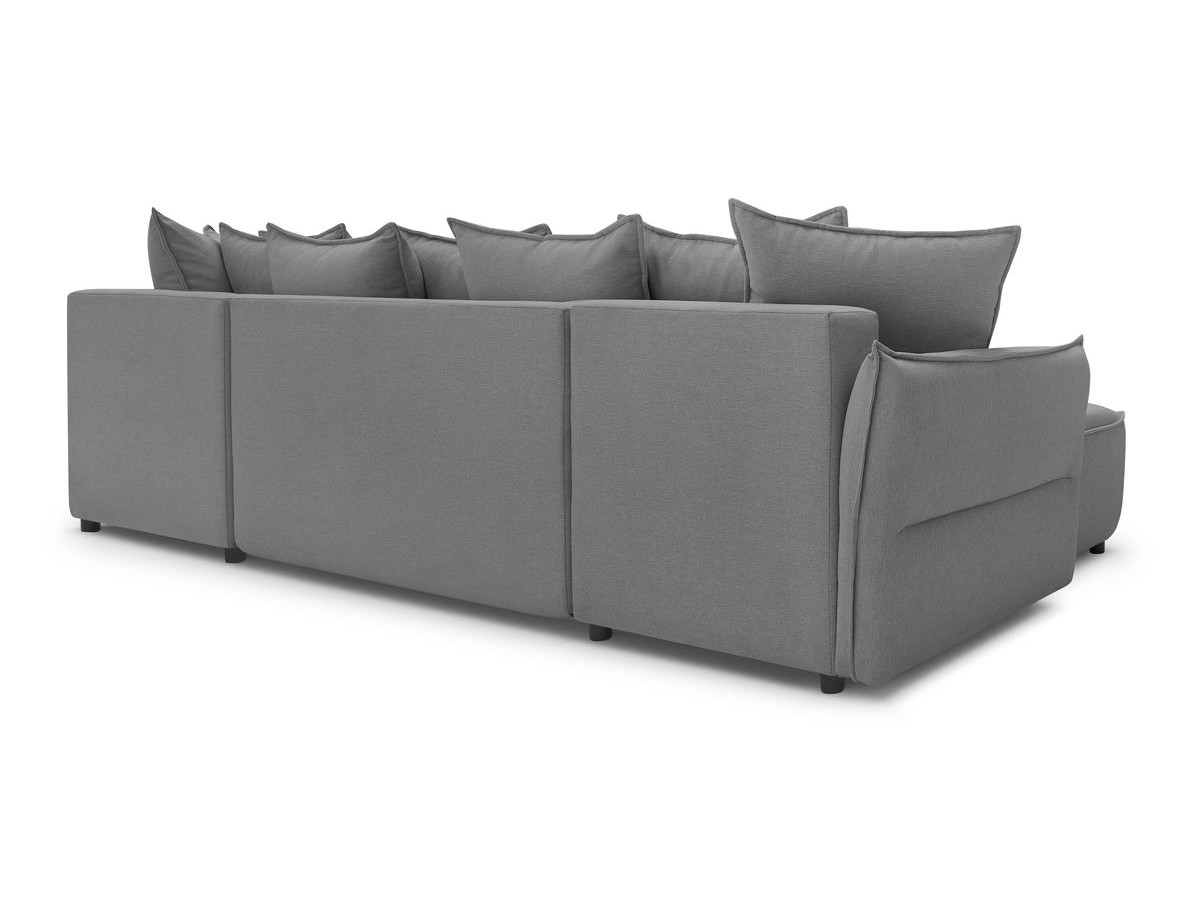 Canapé d'angle fixe EVEREST tissu chiné - Orange - Angle droit - 10 coussins