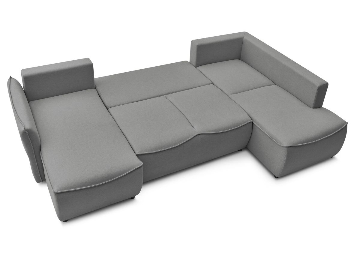 Canapé d'angle fixe EVEREST tissu chiné - Orange - Angle droit - 10 coussins