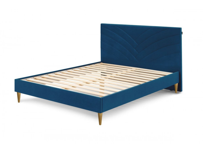 Structure de lit VELVET avec lattes massives pieds en bois naturel 160 x 200 cm