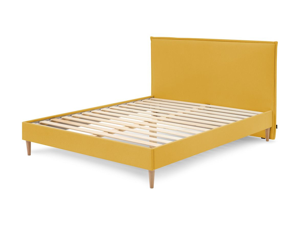 Structure de lit SARY avec lattes massives pieds bois naturel 160 x 200 cm