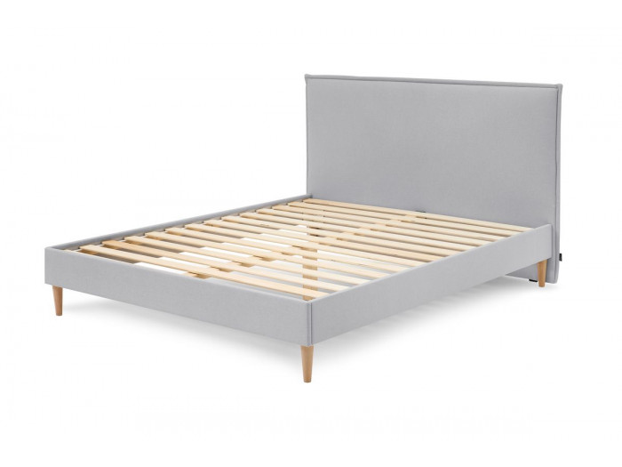 Structure de lit SARY avec lattes massives pieds bois naturel 140 x 190 cm