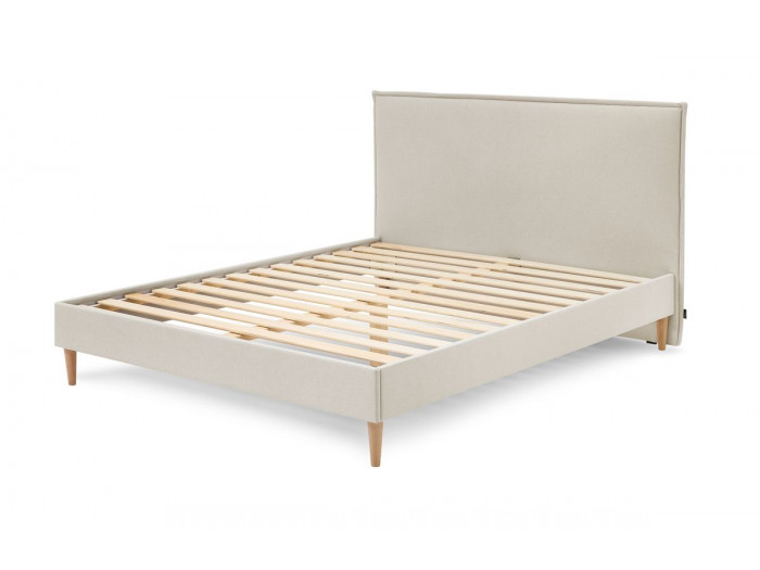 Structure de lit SARY avec lattes massives pieds bois naturel 140 x 190 cm