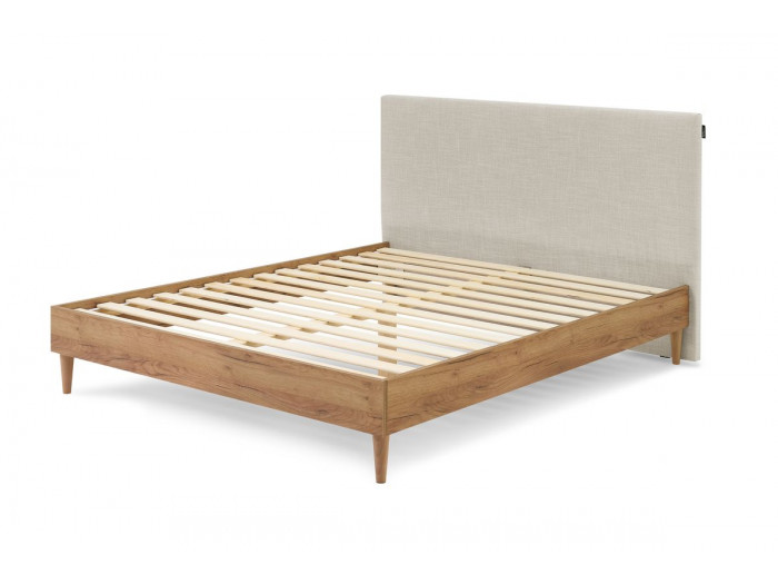 Structure de lit 180x190 cm NOA avec lattes massives pieds en bois naturel