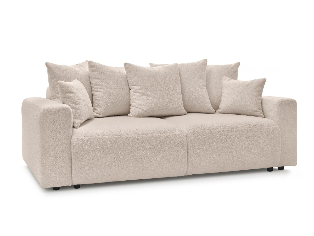 Canapé droit convertible coffre ENVY tissu bouclette doux