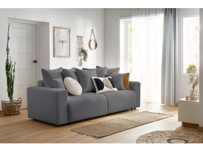 Canapé droit convertible coffre ENVY tissu bouclette doux