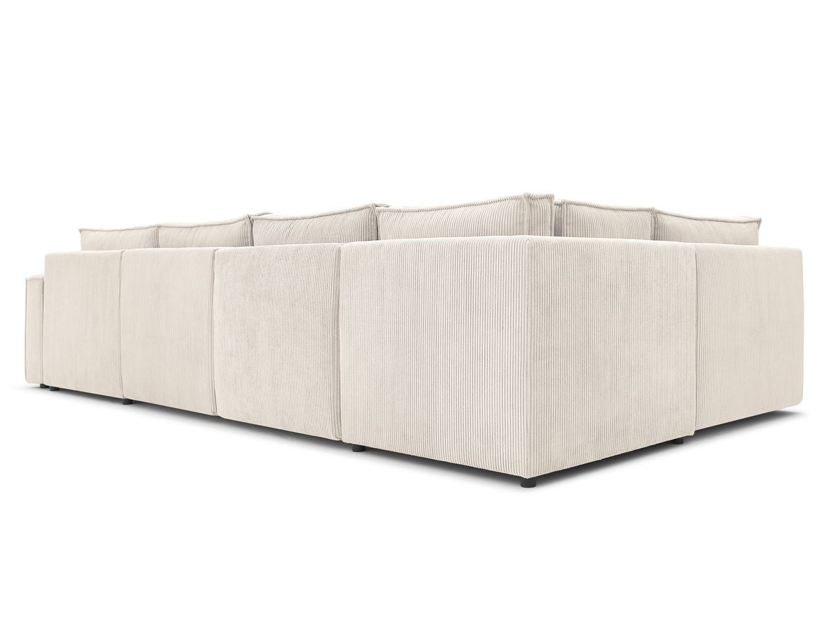 Canapé d'angle fixe EVEREST tissu chiné - Orange - Angle droit - 10 coussins