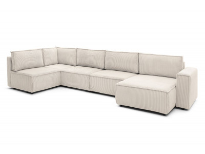 Canapé d'angle fixe modulable XL NIHAD tissu velours côtelé