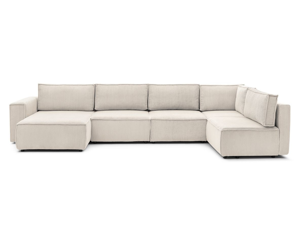 Canapé d'angle fixe modulable XL NIHAD tissu velours côtelé