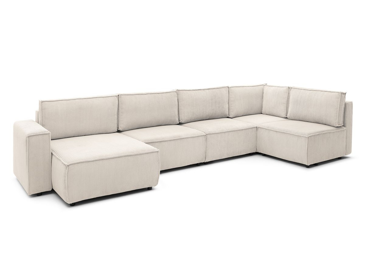Canapé d'angle fixe modulable XL NIHAD tissu velours côtelé