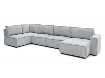 Canapé d'angle fixe modulable XL NIHAD tissu velours côtelé