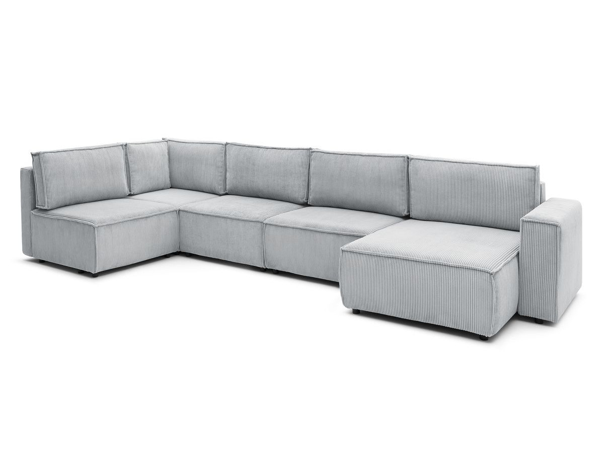 Canapé d'angle fixe modulable XL NIHAD tissu velours côtelé