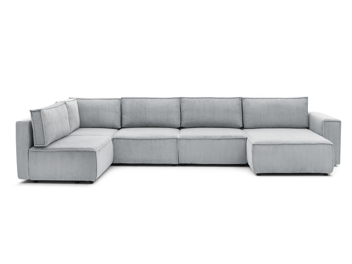 Canapé d'angle fixe modulable XL NIHAD tissu velours côtelé