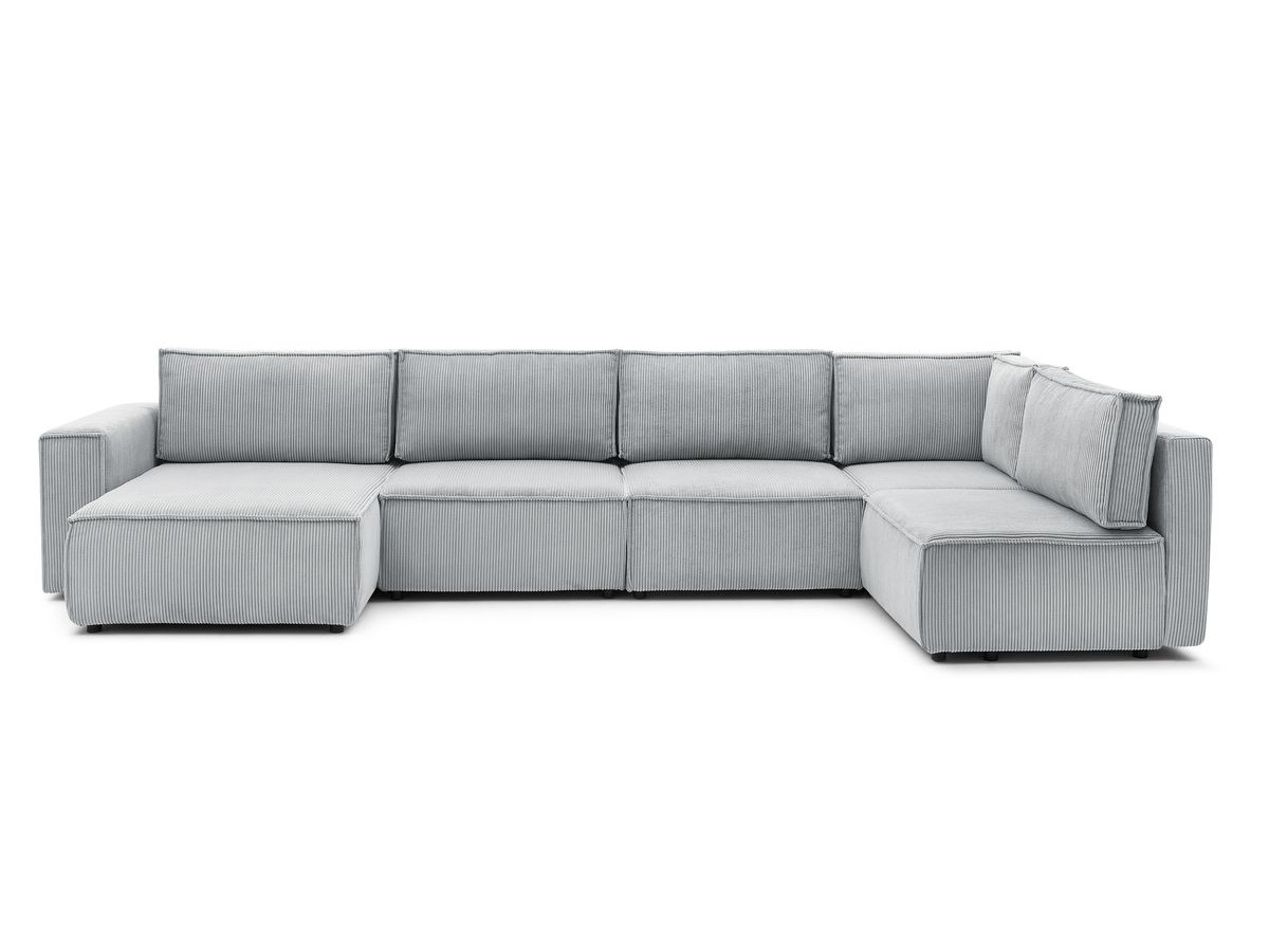 Canapé d'angle fixe modulable XL NIHAD tissu velours côtelé