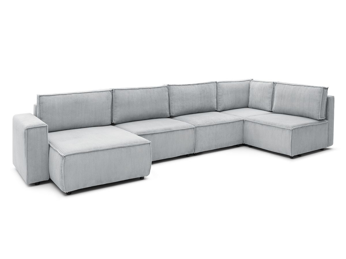 Canapé d'angle fixe modulable XL NIHAD tissu velours côtelé