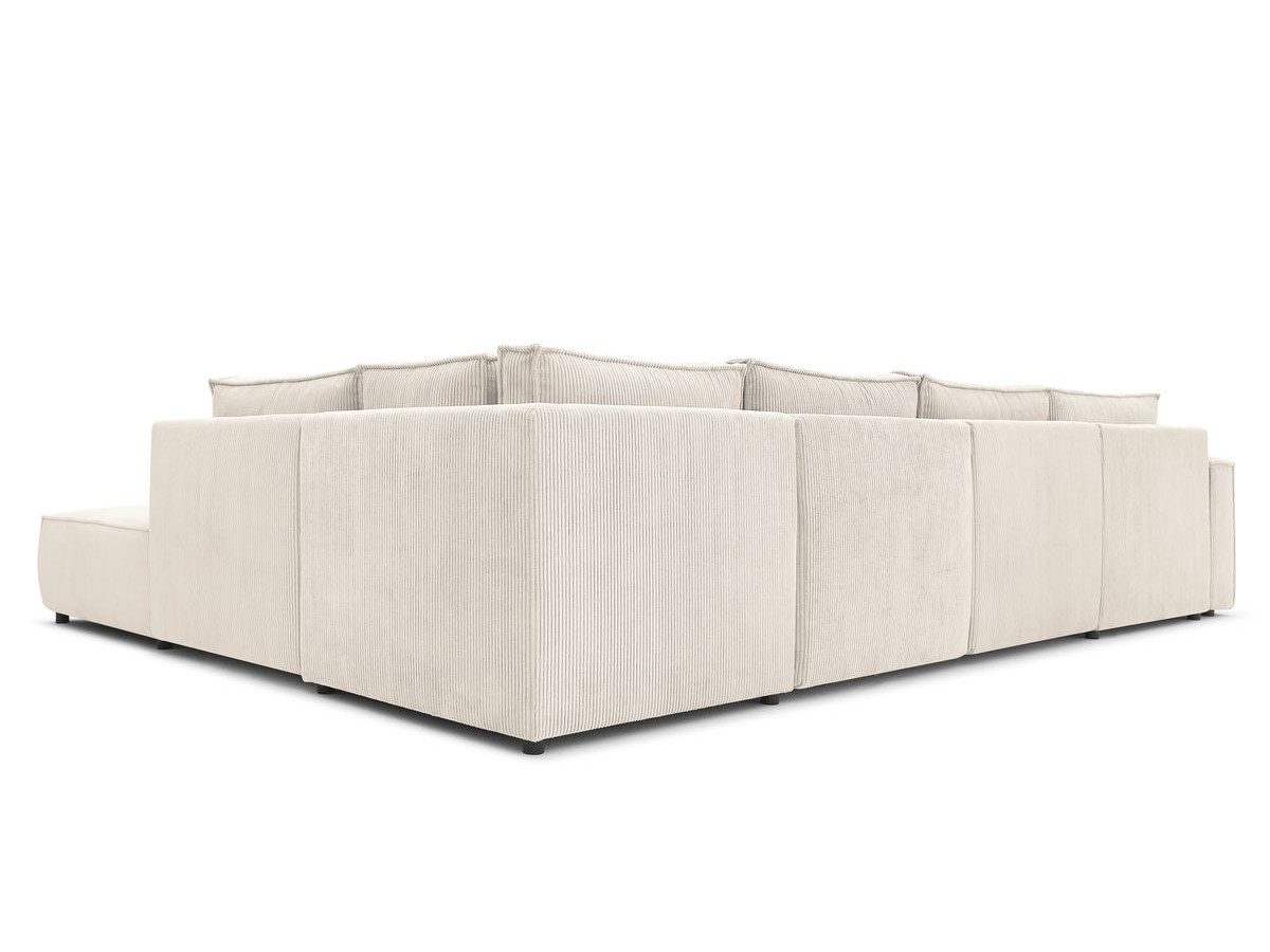 Canapé d'angle fixe modulable XL NIHAD tissu velours côtelé avec pouf