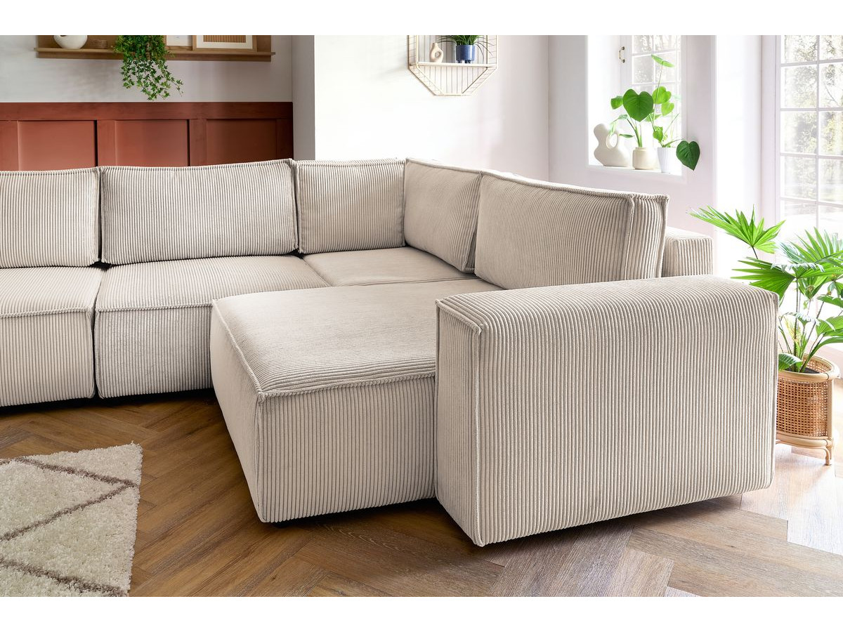 NIHAD XL modulaire vaste hoekbank in corduroy stof met 2-zits fauteuil