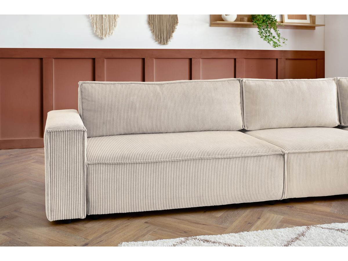 NIHAD XL modulaire vaste hoekbank in corduroy stof met 2-zits fauteuil