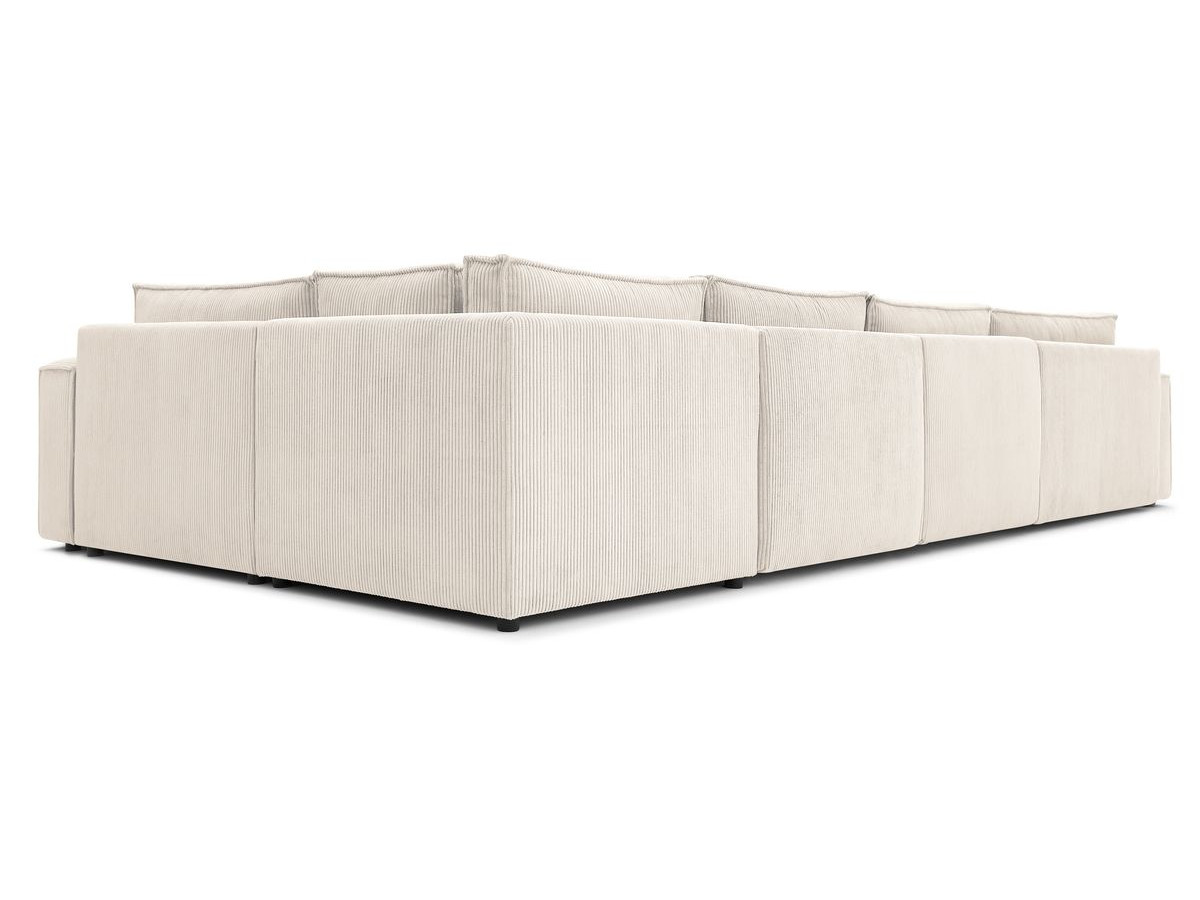 Canapé d'angle fixe modulable XL NIHAD tissu velours côtelé avec chauffeuse 2 places