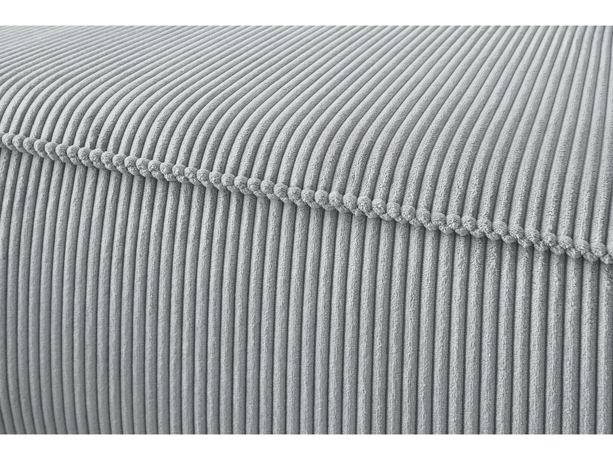 Canapé d'angle fixe 100% modulable NIHAD tissu velours côtelé 2 chauffeuses, 1 pouf et 2 méridiennes