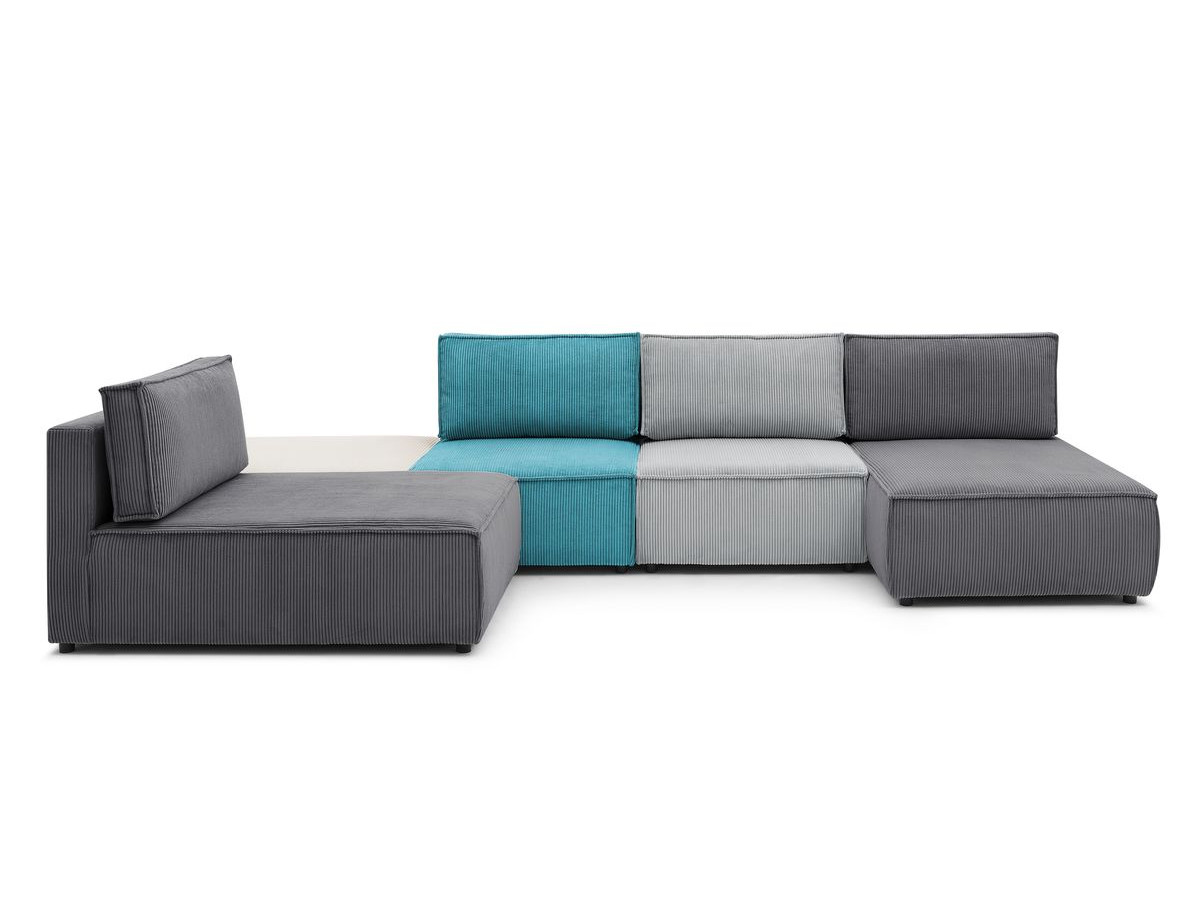 NIHAD 100% modulaire vaste hoekbank in corduroy stof met 2 fauteuils, 1 poef en 2 chaise longues