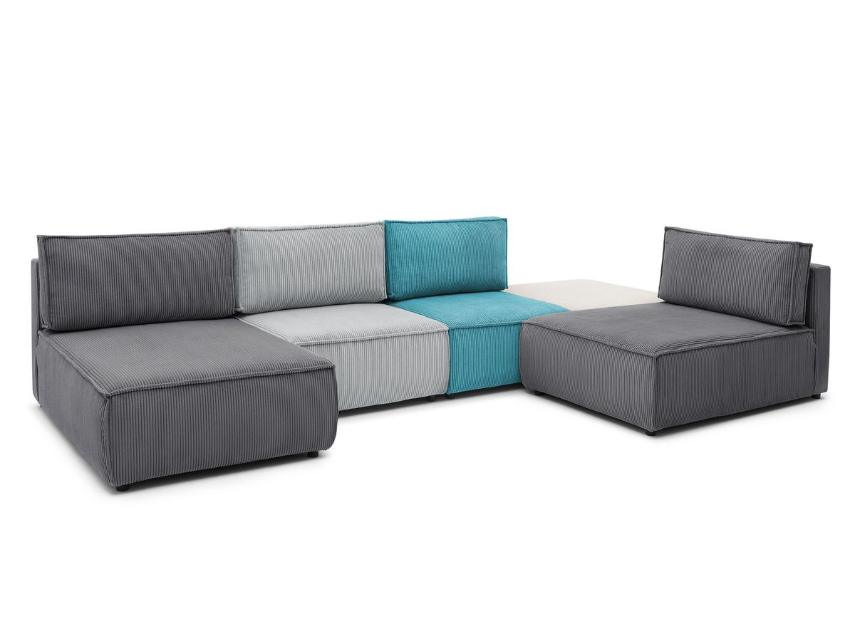 NIHAD 100% modulaire vaste hoekbank in corduroy stof met 2 fauteuils, 1 poef en 2 chaise longues
