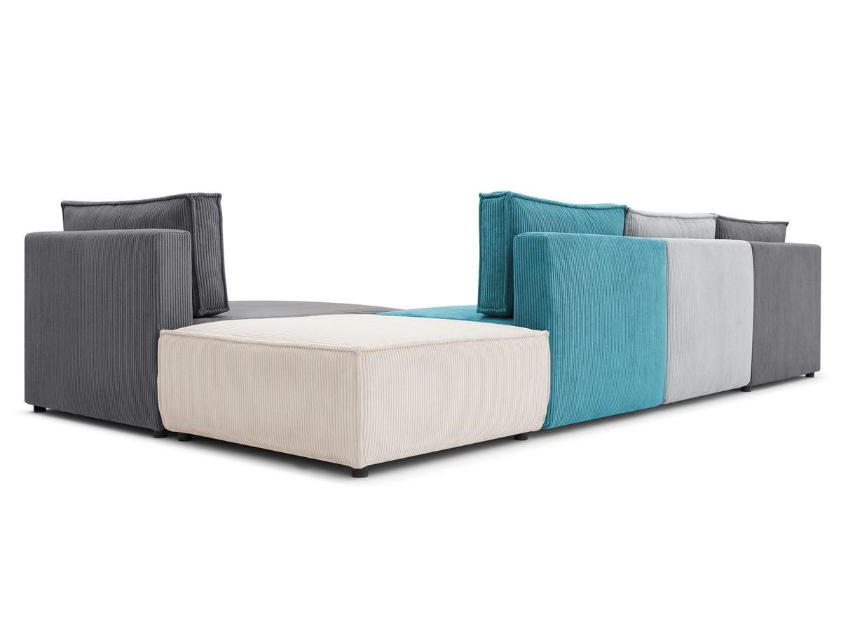 NIHAD 100% modulaire vaste hoekbank in corduroy stof met 2 fauteuils, 1 poef en 2 chaise longues