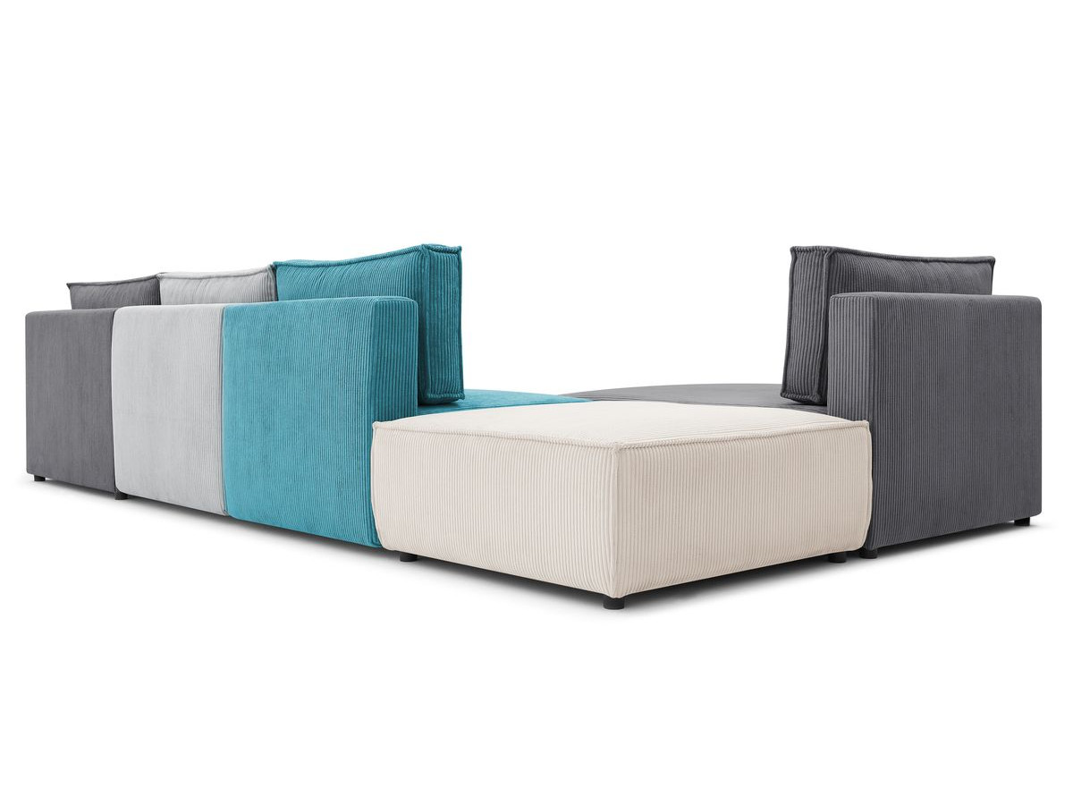 NIHAD 100% modulaire vaste hoekbank in corduroy stof met 2 fauteuils, 1 poef en 2 chaise longues