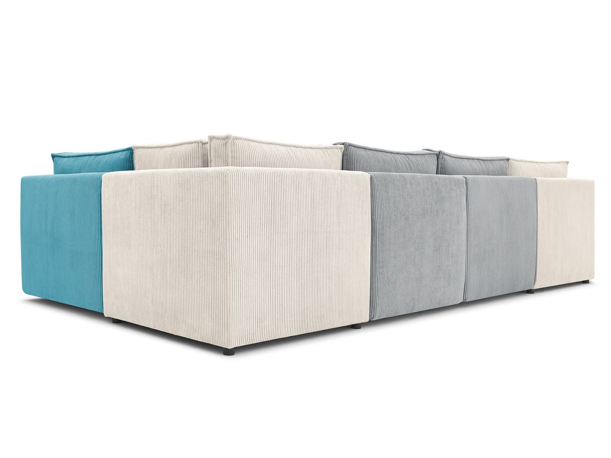 Canapé d'angle fixe 100% modulable NIHAD tissu velours côtelé 3 chauffeuses, 1 angle et 1 méridienne