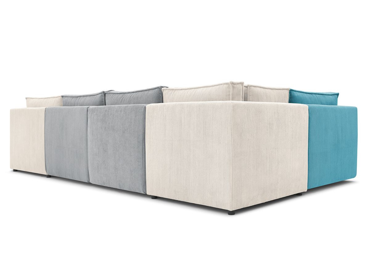Canapé d'angle fixe 100% modulable NIHAD tissu velours côtelé 3 chauffeuses, 1 angle et 1 méridienne