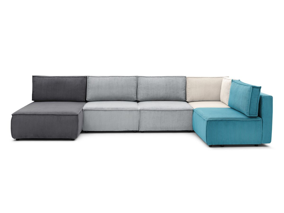 NIHAD 100% modulaire vaste hoekbank in corduroy stof met 3 fauteuils, 1 hoek en 1 chaise longue