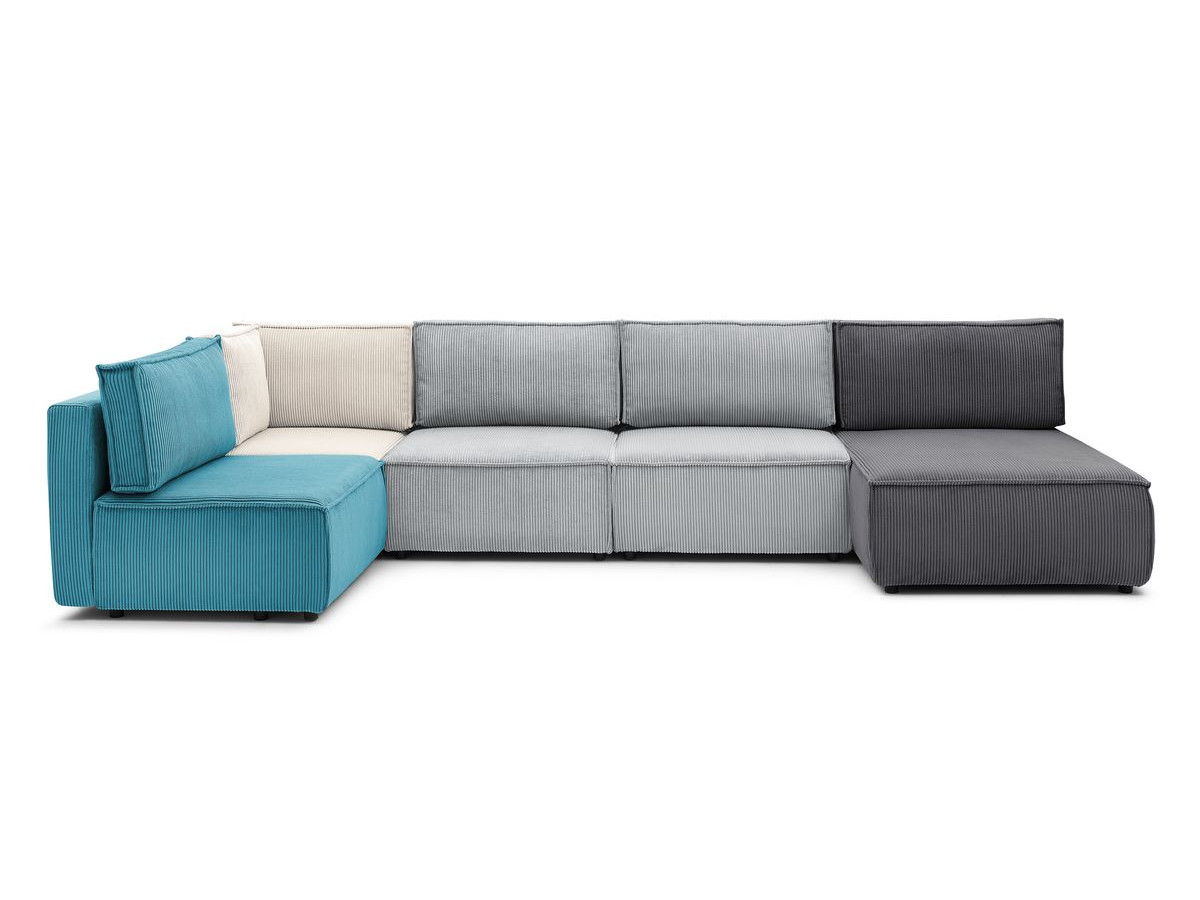 NIHAD 100% modulaire vaste hoekbank in corduroy stof met 3 fauteuils, 1 hoek en 1 chaise longue