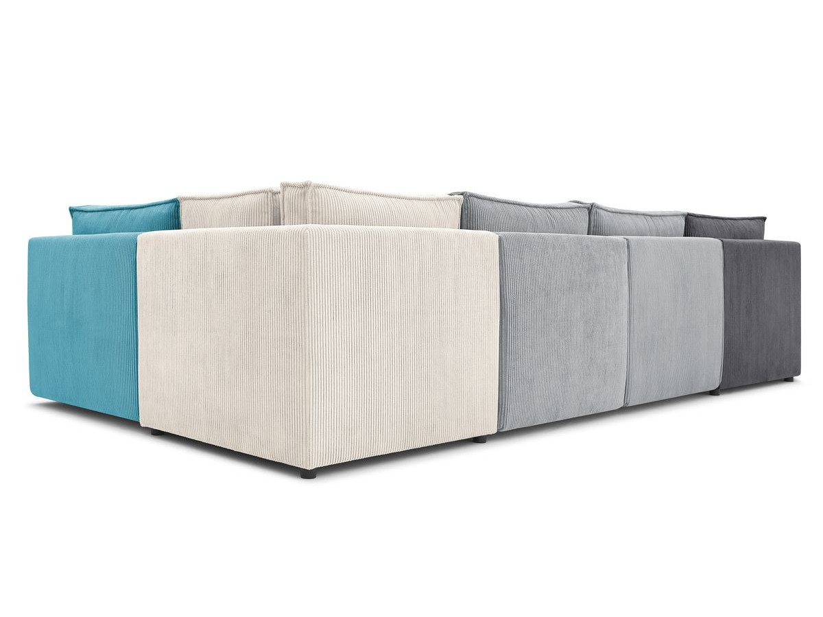 NIHAD 100% modulaire vaste hoekbank in corduroy stof met 3 fauteuils, 1 hoek en 1 chaise longue