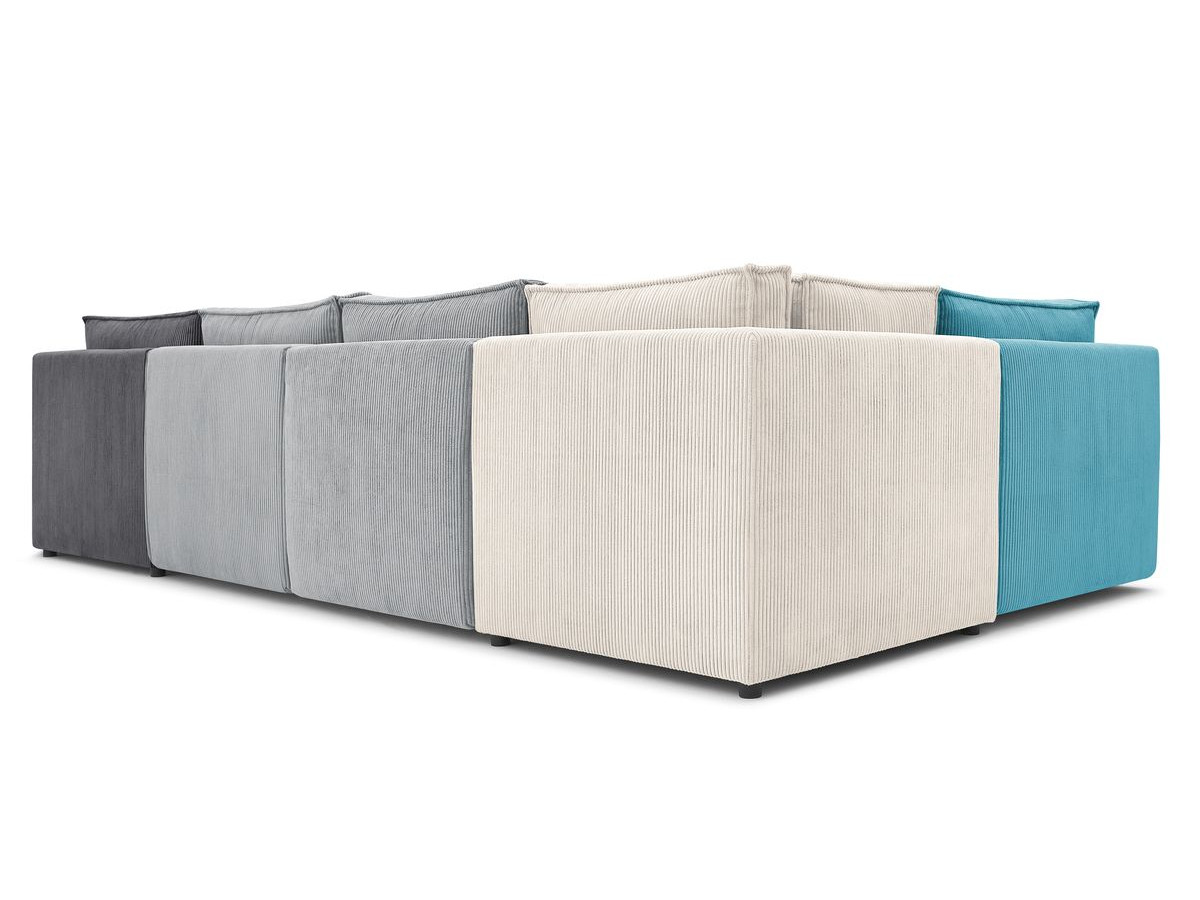 NIHAD 100% modulaire vaste hoekbank in corduroy stof met 3 fauteuils, 1 hoek en 1 chaise longue