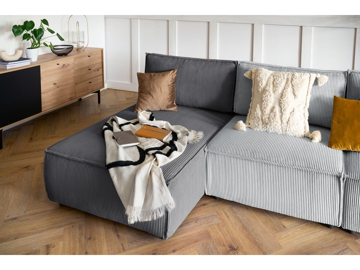 NIHAD 100% modulaire vaste hoekbank in corduroy stof met 3 fauteuils, 1 hoek en 1 chaise longue