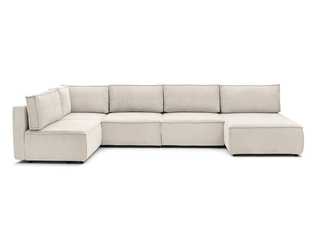 Canapé d'angle fixe 100% modulable NIHAD tissu velours côtelé 3 chauffeuses, 1 angle et 1 méridienne