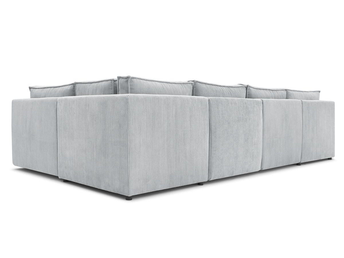 Canapé d'angle fixe 100% modulable NIHAD tissu velours côtelé 3 chauffeuses, 1 angle et 1 méridienne