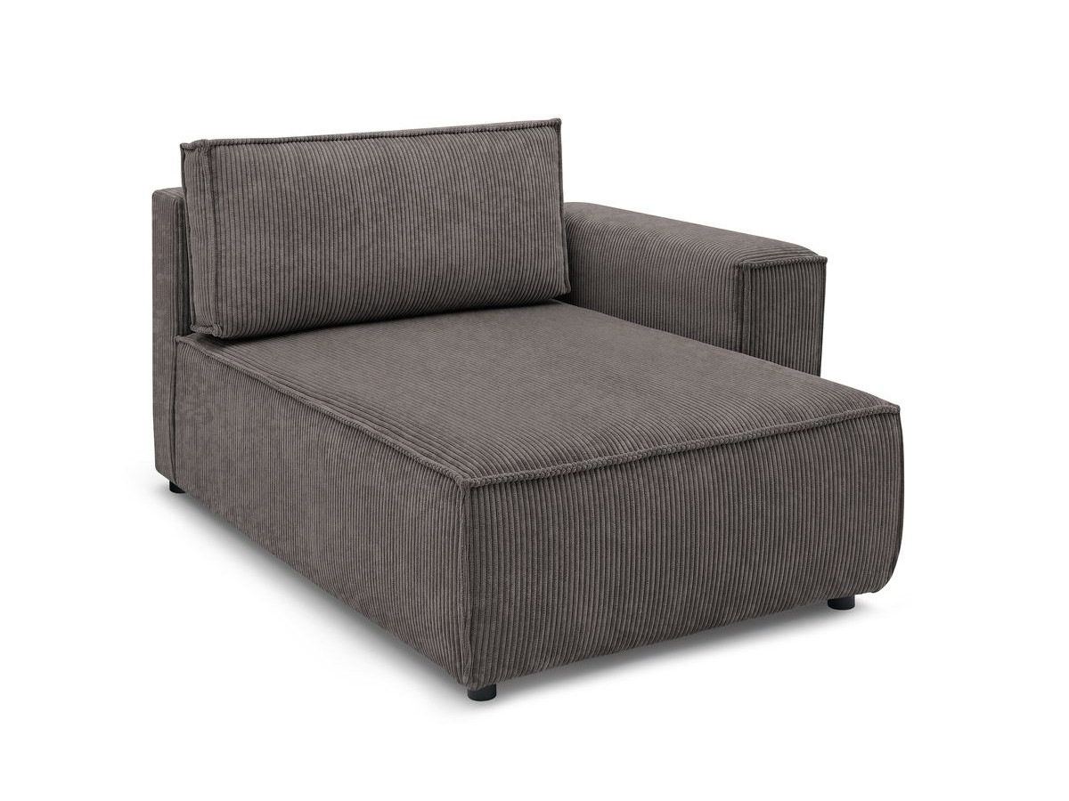 méridienne avec accoudoir pour canapé modulable nihad tissu velours côtelé de couleur taupe