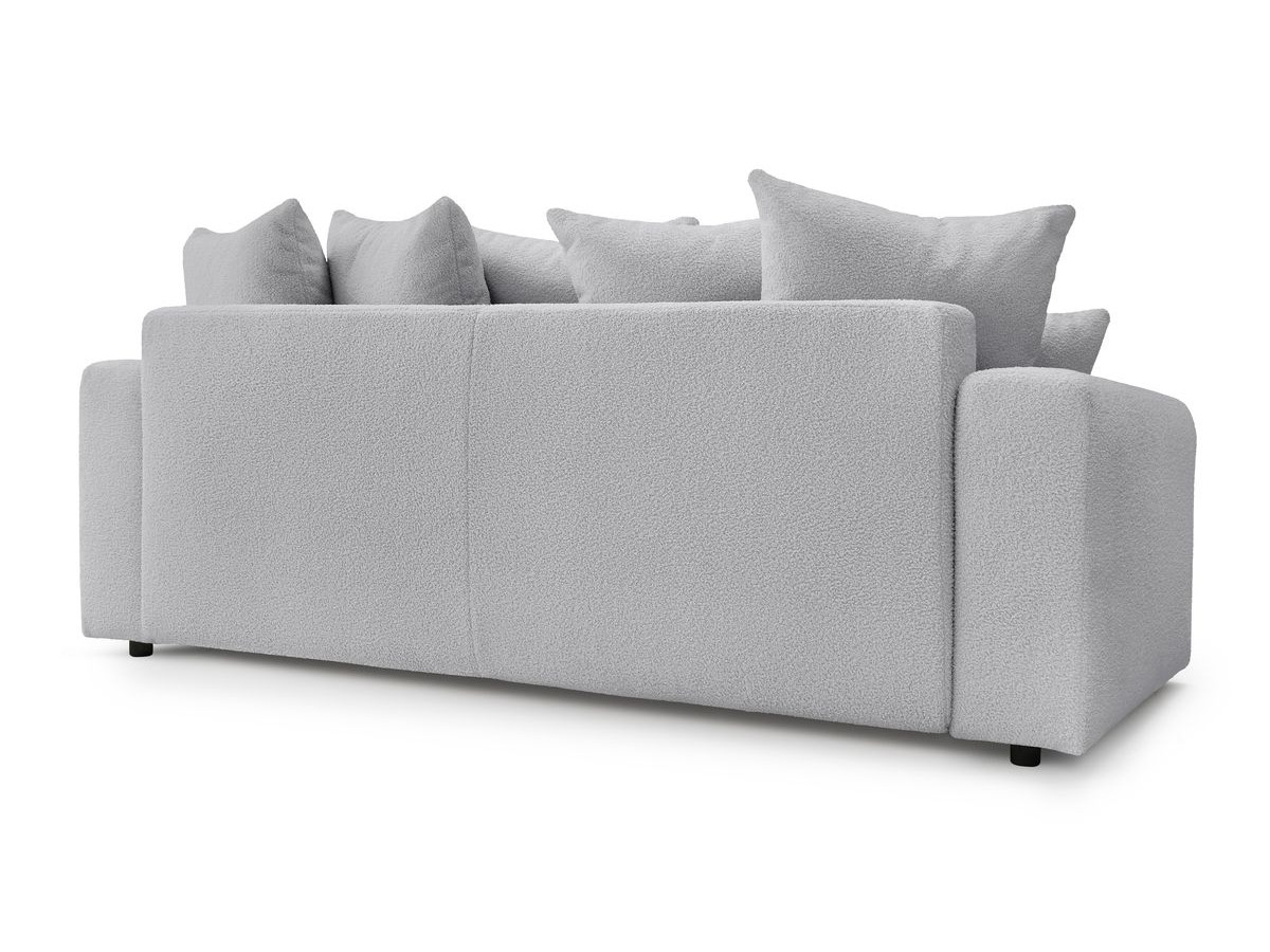 Canapé droit convertible coffre ENVY tissu bouclette doux avec pouf rectangulaire