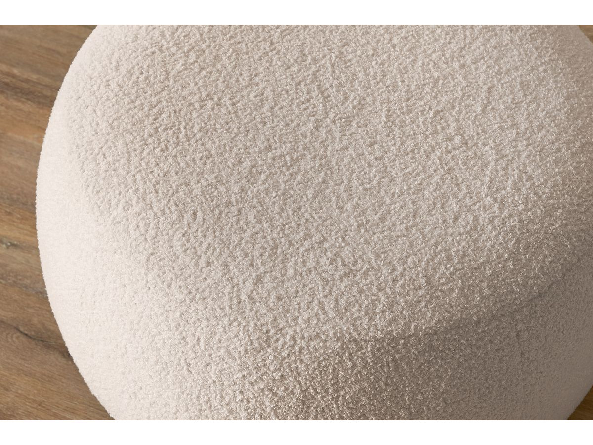 Canapé droit convertible coffre ENVY tissu bouclette doux avec pouf rond
