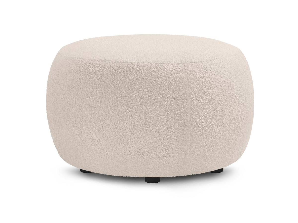 Canapé droit convertible coffre ENVY tissu bouclette doux avec pouf rond