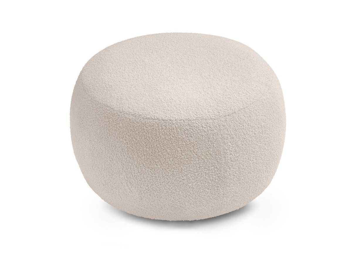 Canapé droit convertible coffre ENVY tissu bouclette doux avec pouf rond