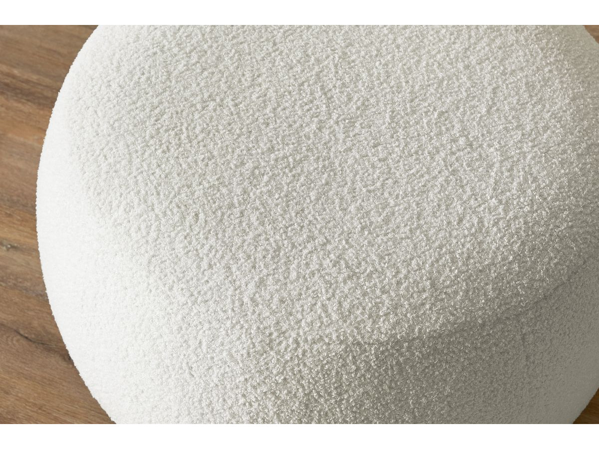 Canapé droit convertible coffre ENVY tissu bouclette doux avec pouf rond