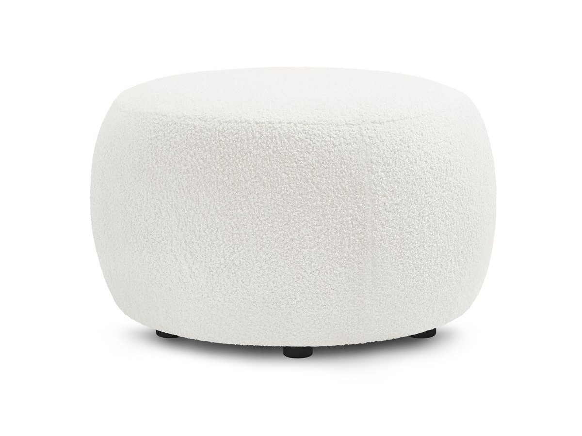 Canapé droit convertible coffre ENVY tissu bouclette doux avec pouf rond